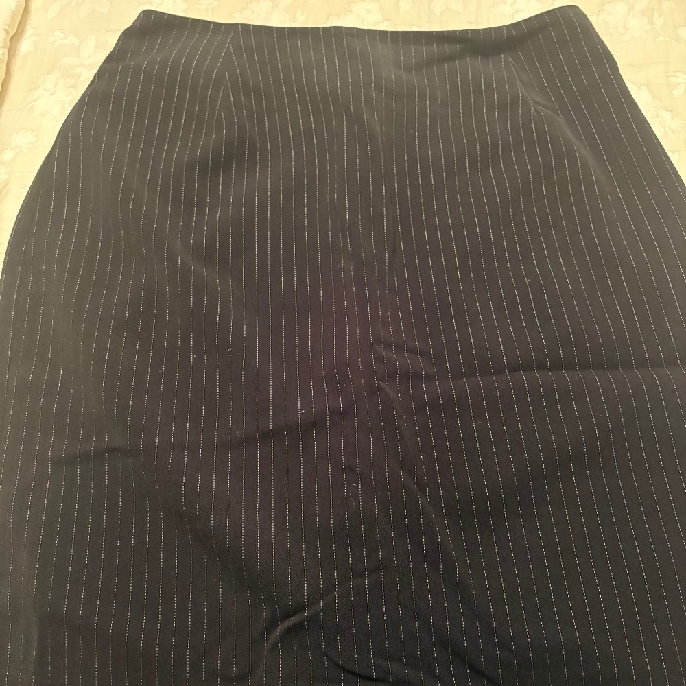 Black and gray pinstripe skirt